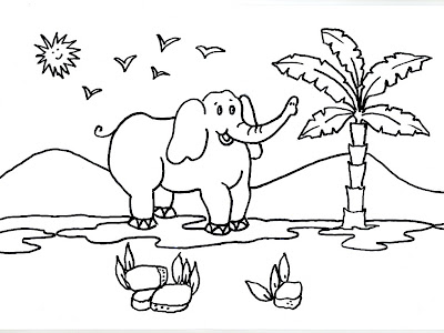 Dibujos gratis para imprimir y colorear de elefantes åç äè dibujo de un elefante junto a una palmera