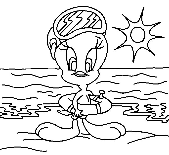 Dibujo para colorear playa palmeras
