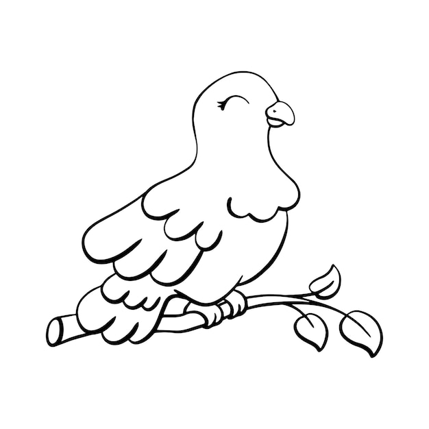 Premium vector dove is symbol peace and love coloring page for kids digital stamp cartoon style character