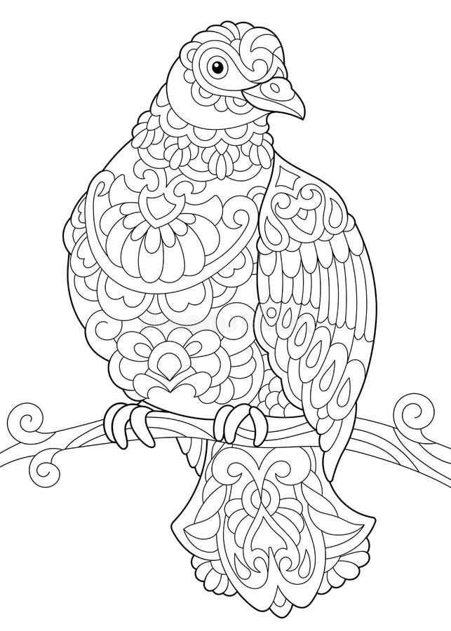 Zentangle stylized dove bird stock vector