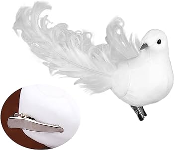 Wddh palomas blancas artificiales paquete de decoraciãn de palomas blancas con clips de metal mini pãjaros con plumas blancas adornos de ãrbol para manualidades adornos de navidad coronas decoraciãn de boda