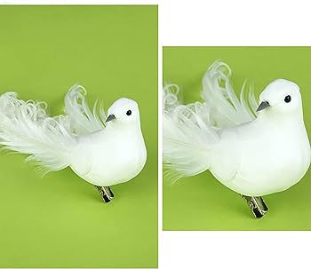 Wddh palomas blancas artificiales paquete de decoraciãn de palomas blancas con clips de metal mini pãjaros con plumas blancas adornos de ãrbol para manualidades adornos de navidad coronas decoraciãn de boda