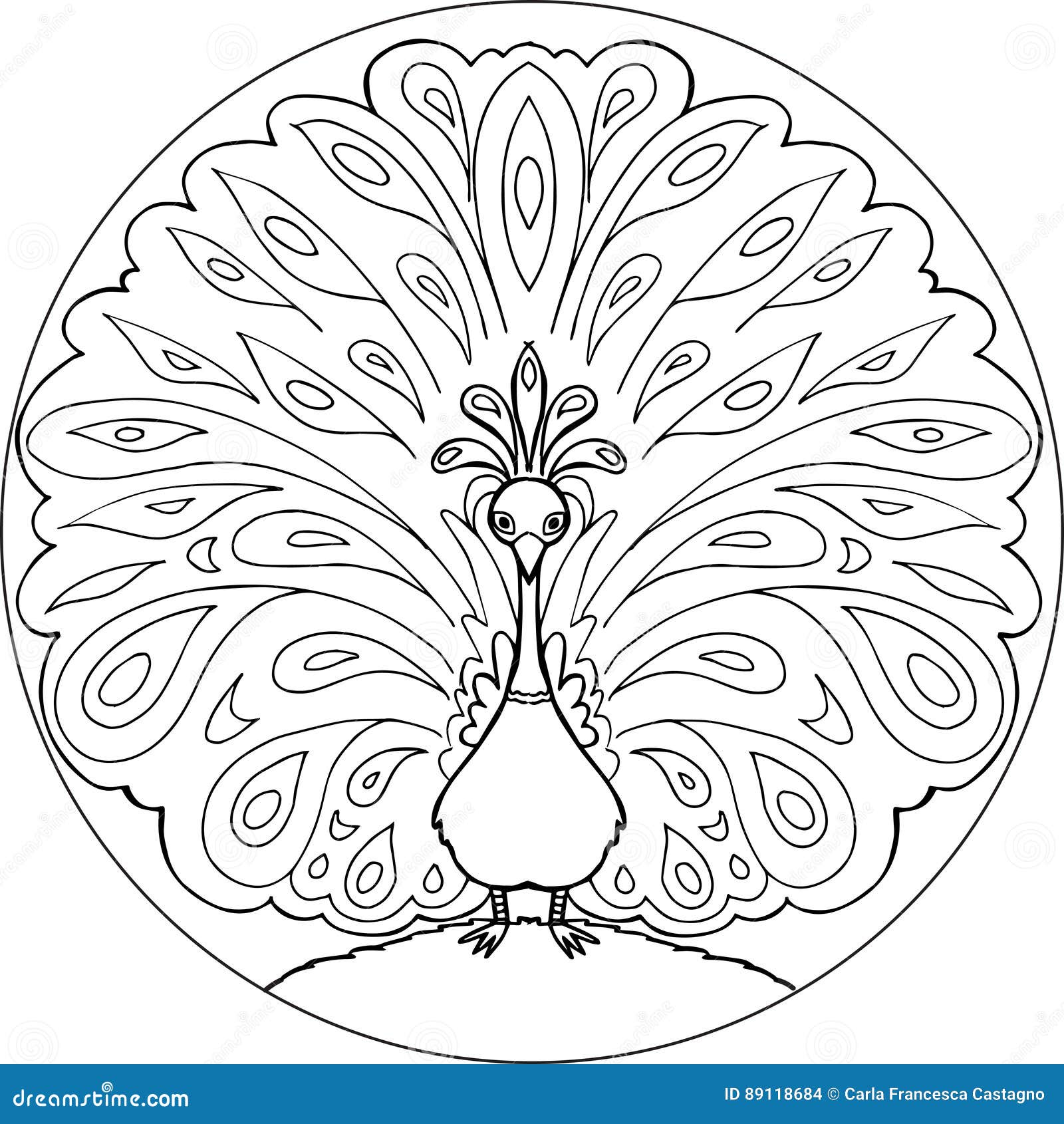 Vector de la mandala del pavo real del colorante ilustraciãn del vector