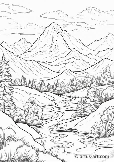Mountain landscape coloring page free download artus art