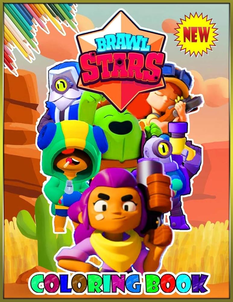 Brawl stars coloring book brawl stars coloring books for kids and adults spike crow leon mortis tara pam frank game and more great gift idea for your childrens novic mateos