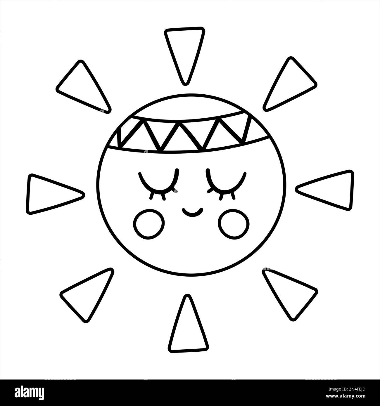 Kid drawing sun black and white stock photos images