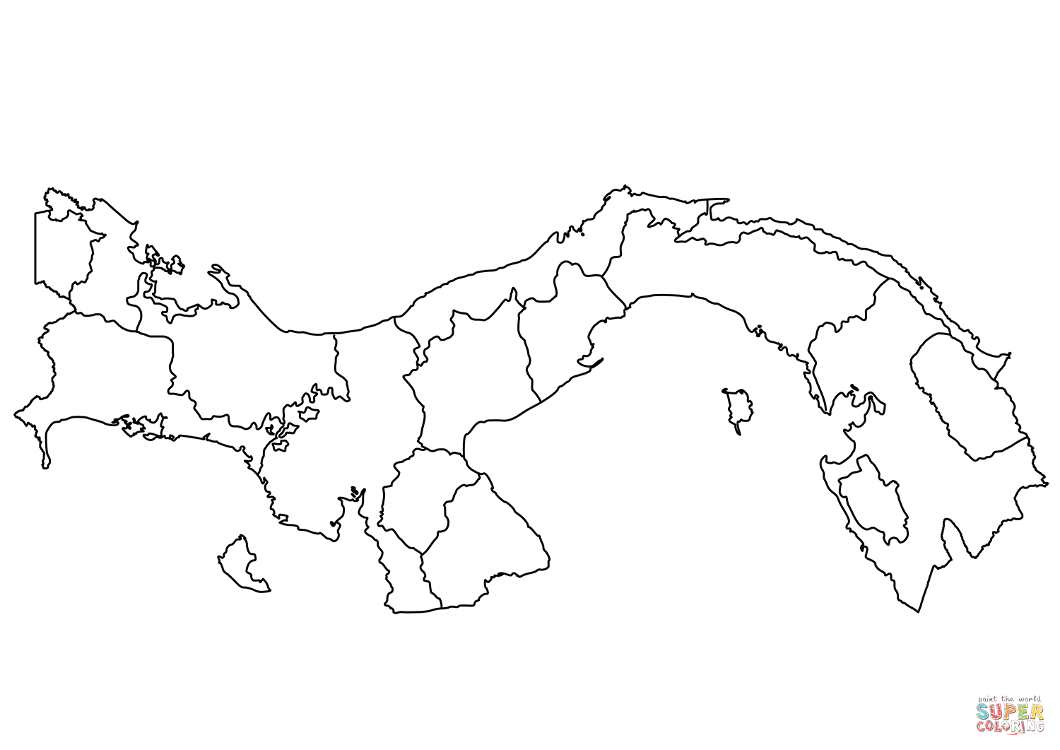 Outline map of panama with regions coloring page free printable coloring pages