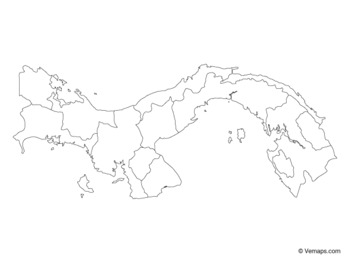 Outline map of panama with provinces by vemaps tpt
