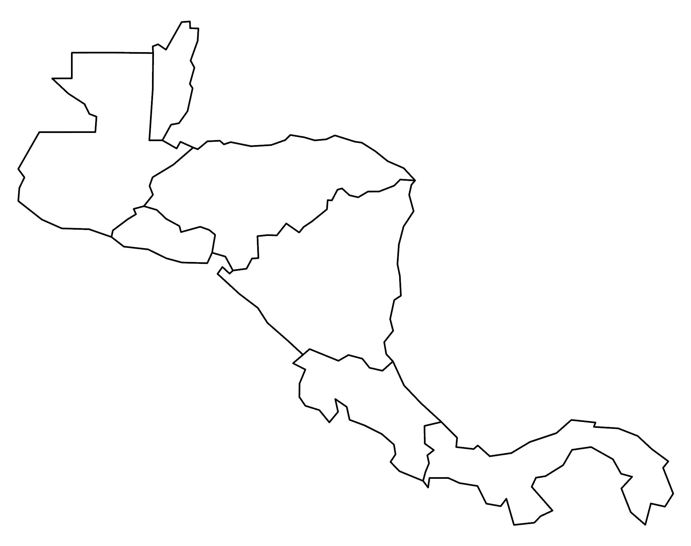 Blank map of central america