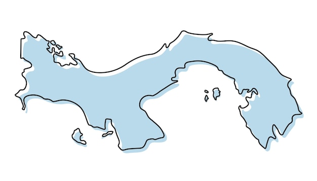 Premium vector stylized simple outline map of panama icon blue sketch map of panama vector illustration