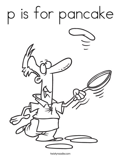P is for pancake coloring page