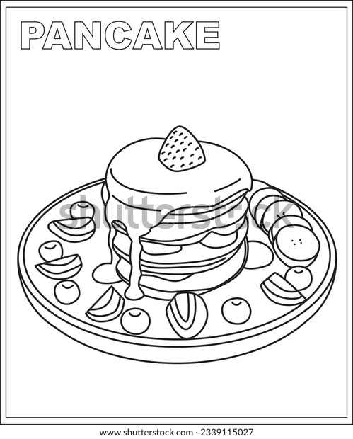 Pancake coloring book children food coloring stock vector royalty free