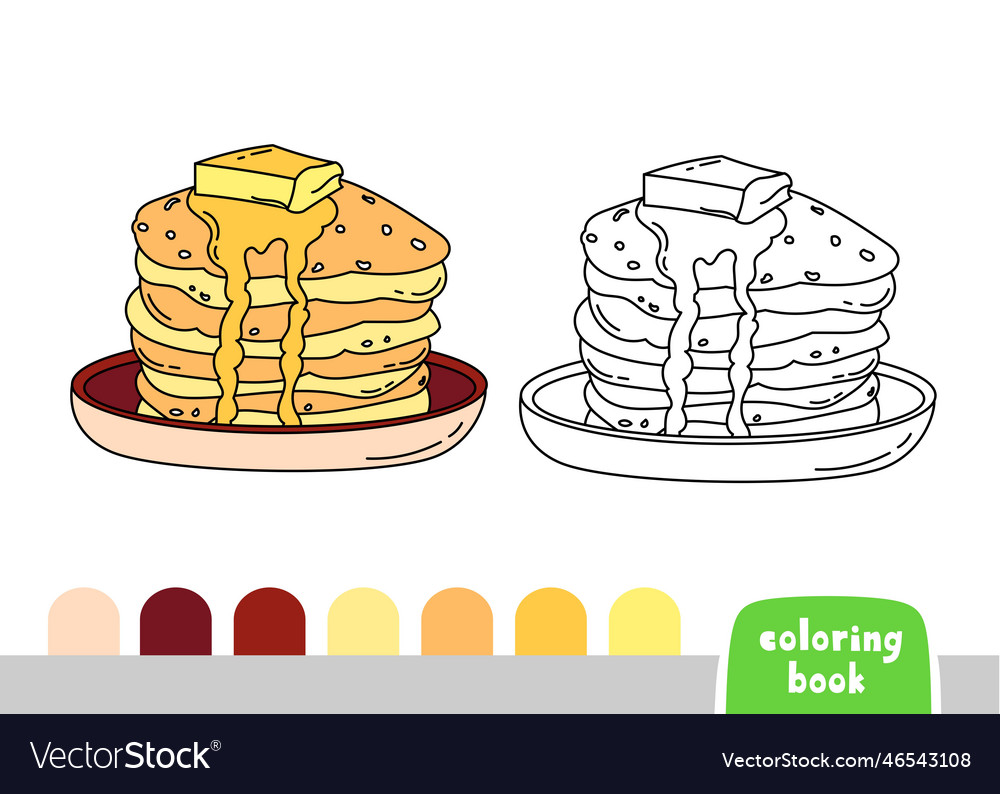 Coloring book for kids pancakes page books vector image