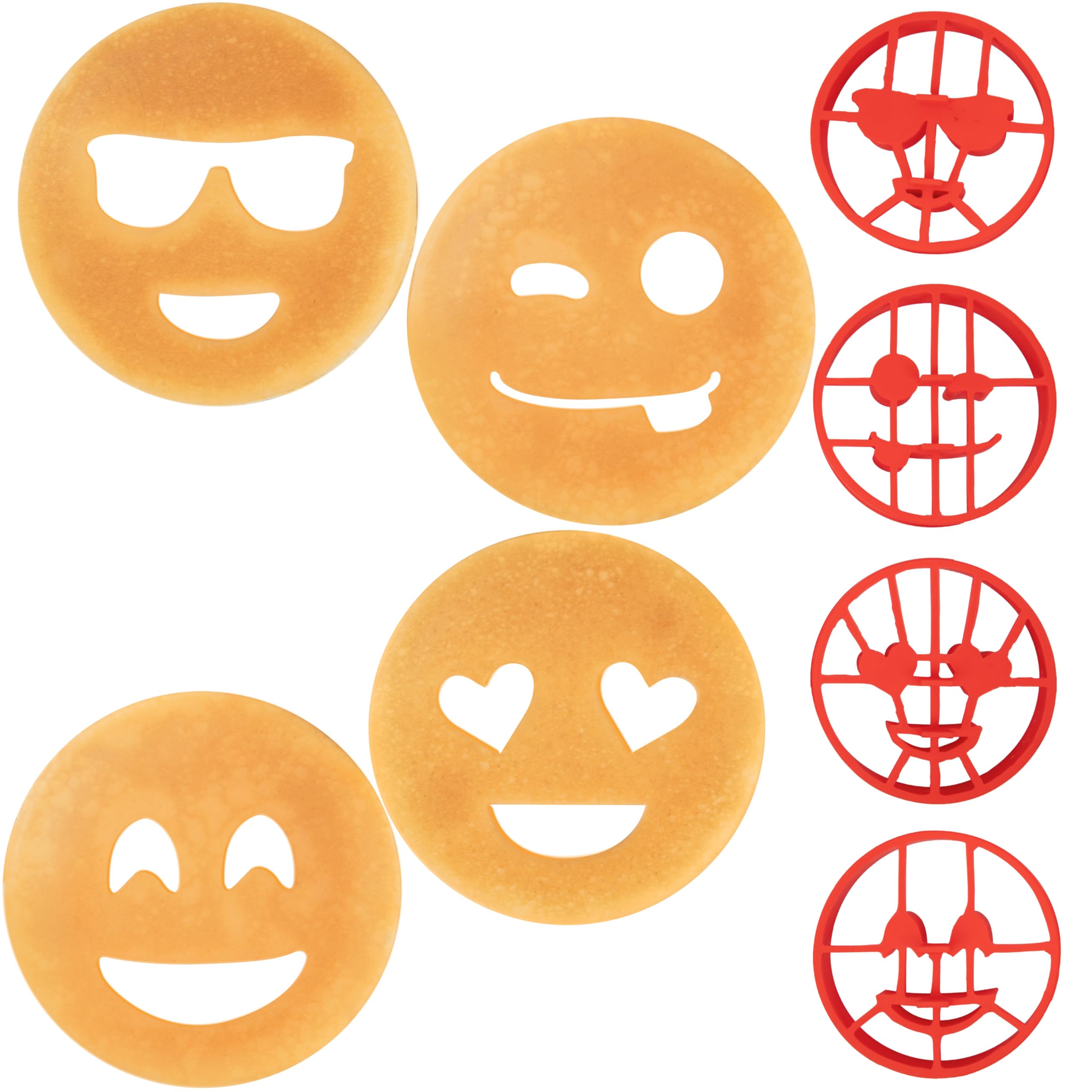 Emoji pancake molds egg rings pack for kids and adults