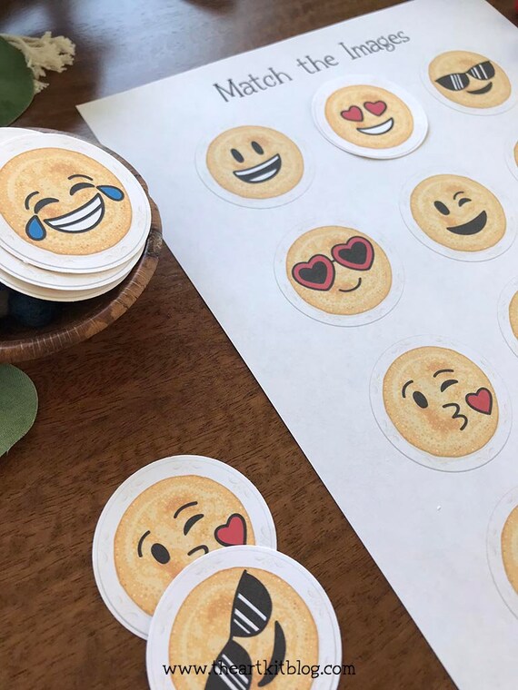 Pancake emoji memory match game printable pancake emoji busy