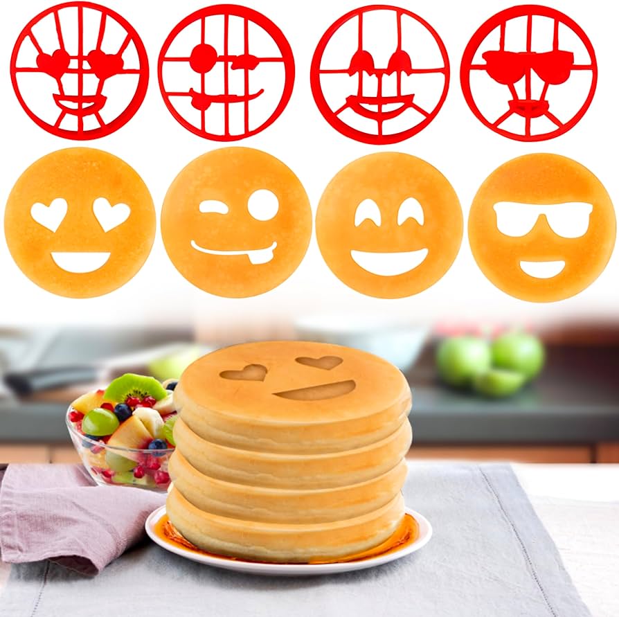 Emoji pancake molds and egg rings pack for kids and adults