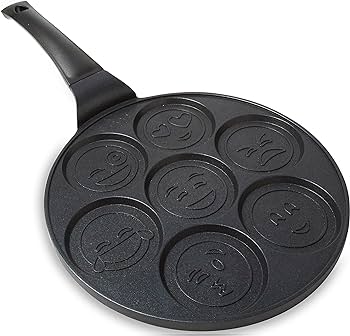 Good cooking emoji smiley face pancake pan with fun mini faces