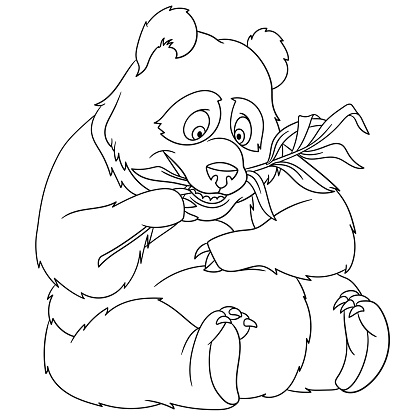 Cartoon panda bear coloring page stock illustration