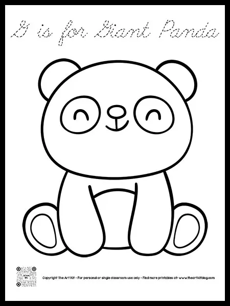 Letter g is for giant panda coloring page dotted font â the art kit