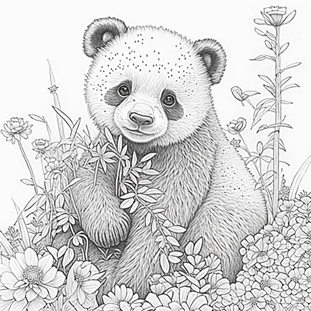 Premium ai image coloring pages for adults panda bear coloring pages for adults generative ai
