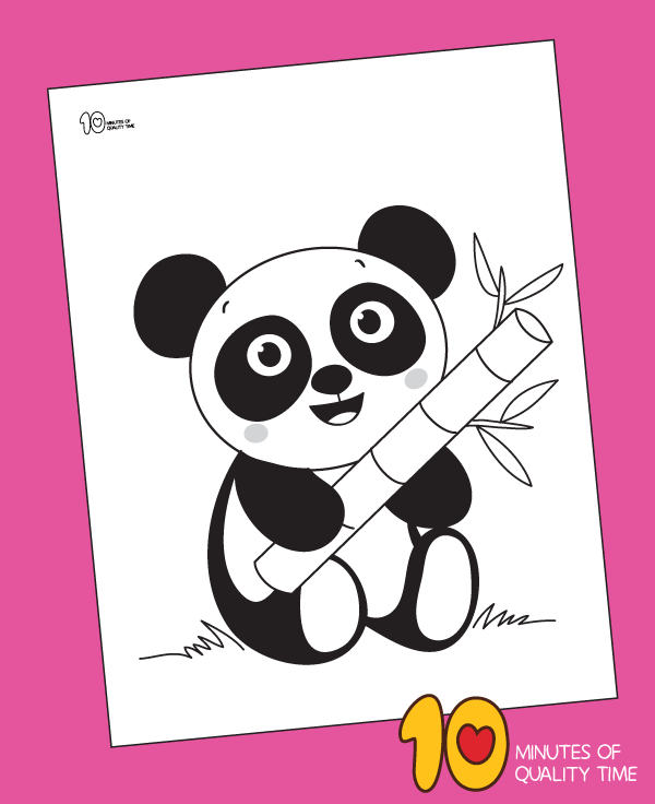 Panda holding bamboo leaf coloring page â minutes of quality time