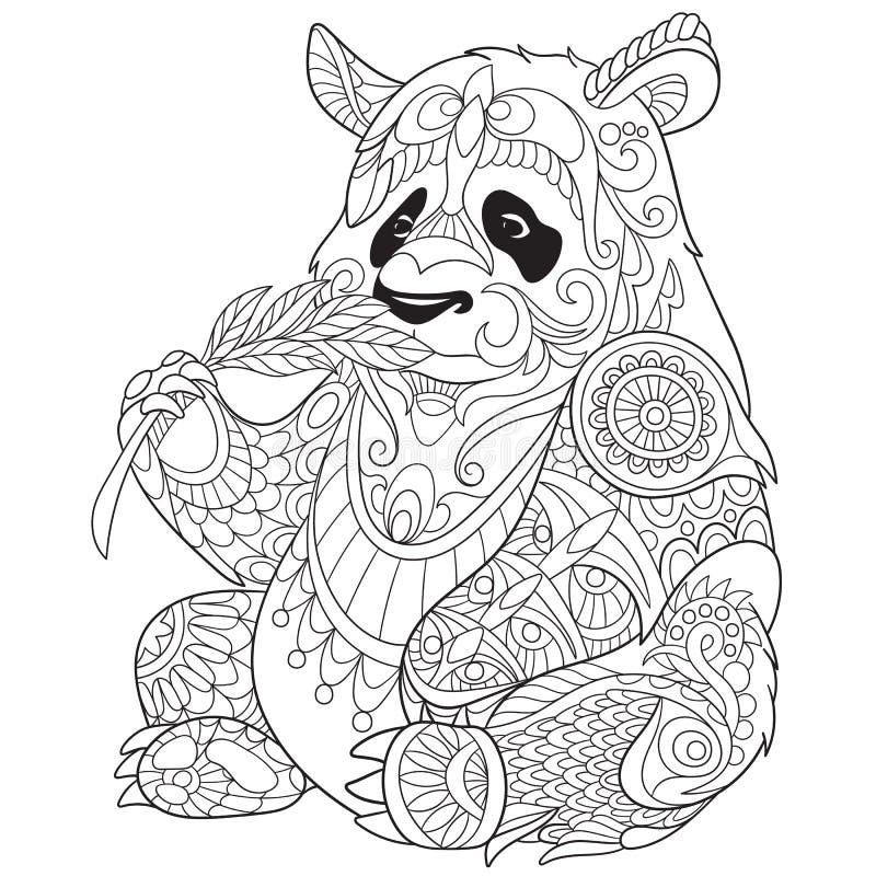 Zentangle stylized panda stock vector illustration of cover
