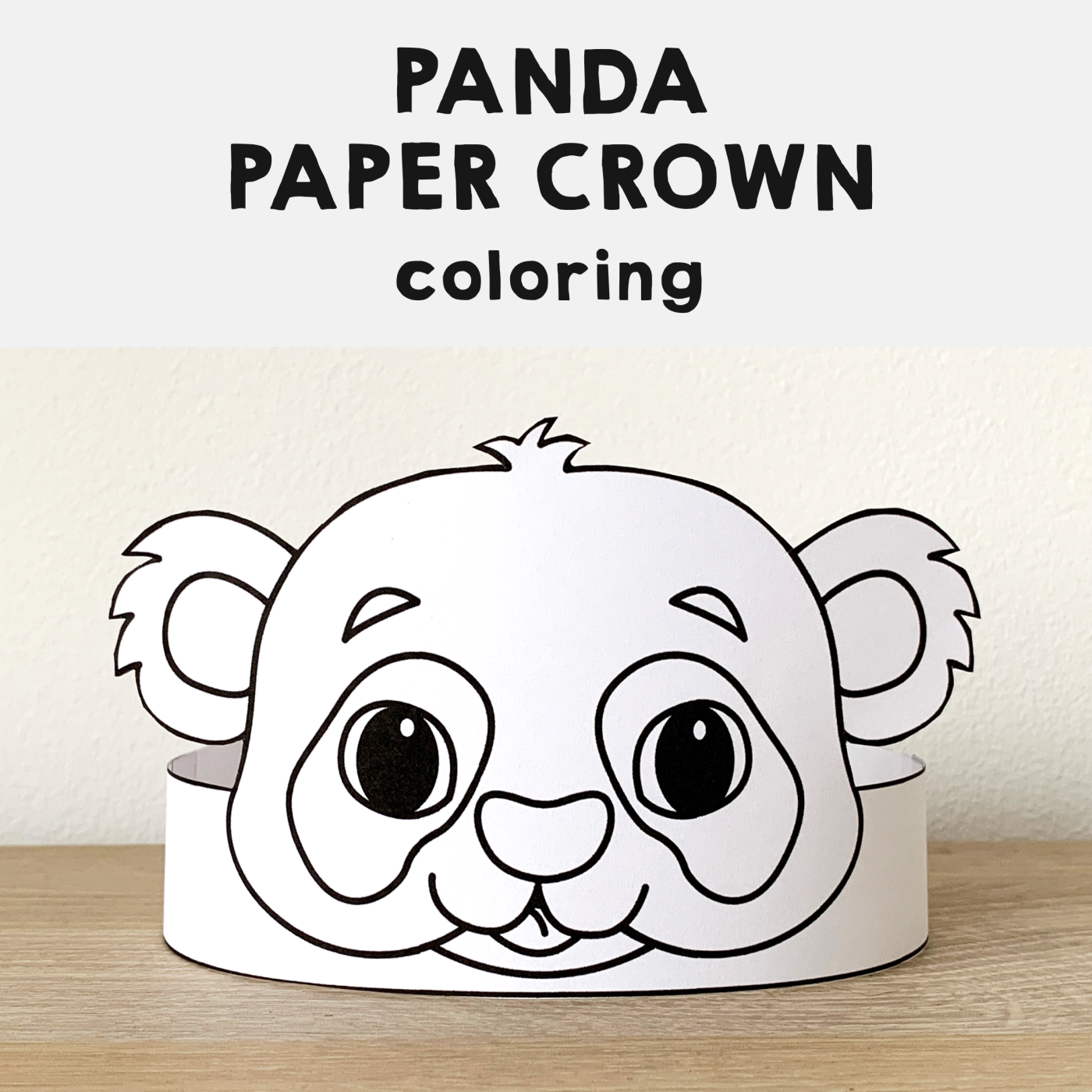 Panda paper crown printable asian animal coloring craft made by teachers