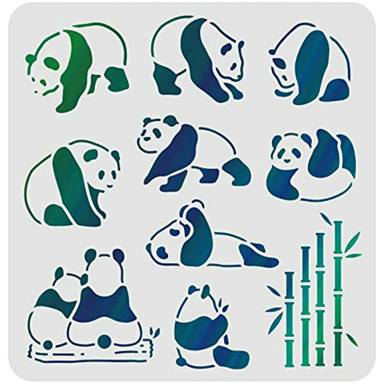 Panda and bamboo drawing painting stencils templates xinch plastic panda stencils decoration square panda stencils for painting on wood floor wall and fabric