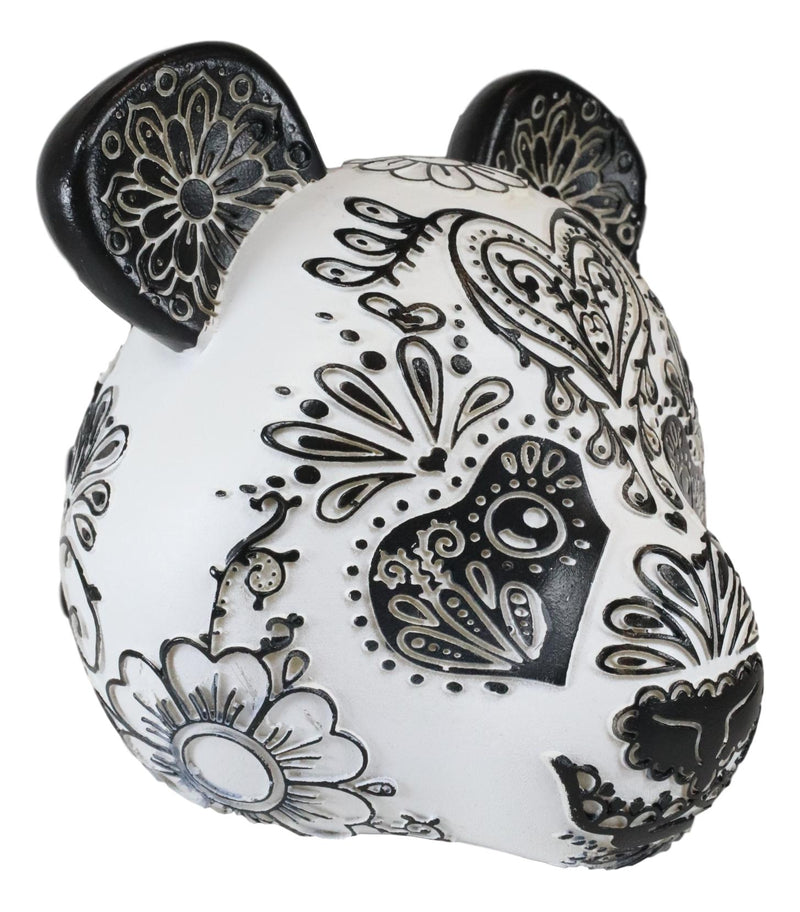 Ebros black white tattoo tooled floral heart panda bear head day of thâ ebros gift