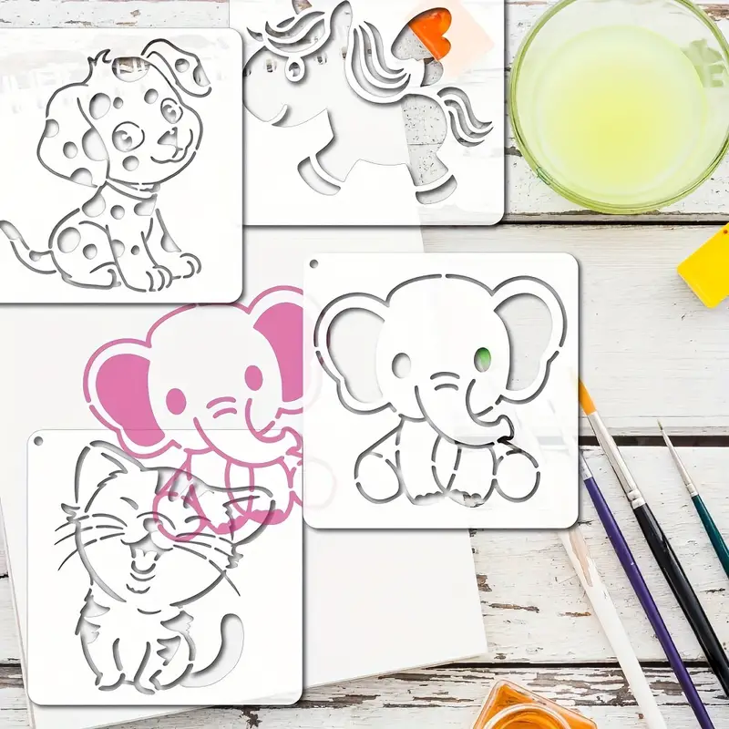 Cute animal stencils reusable panda bear dinosaur elephant