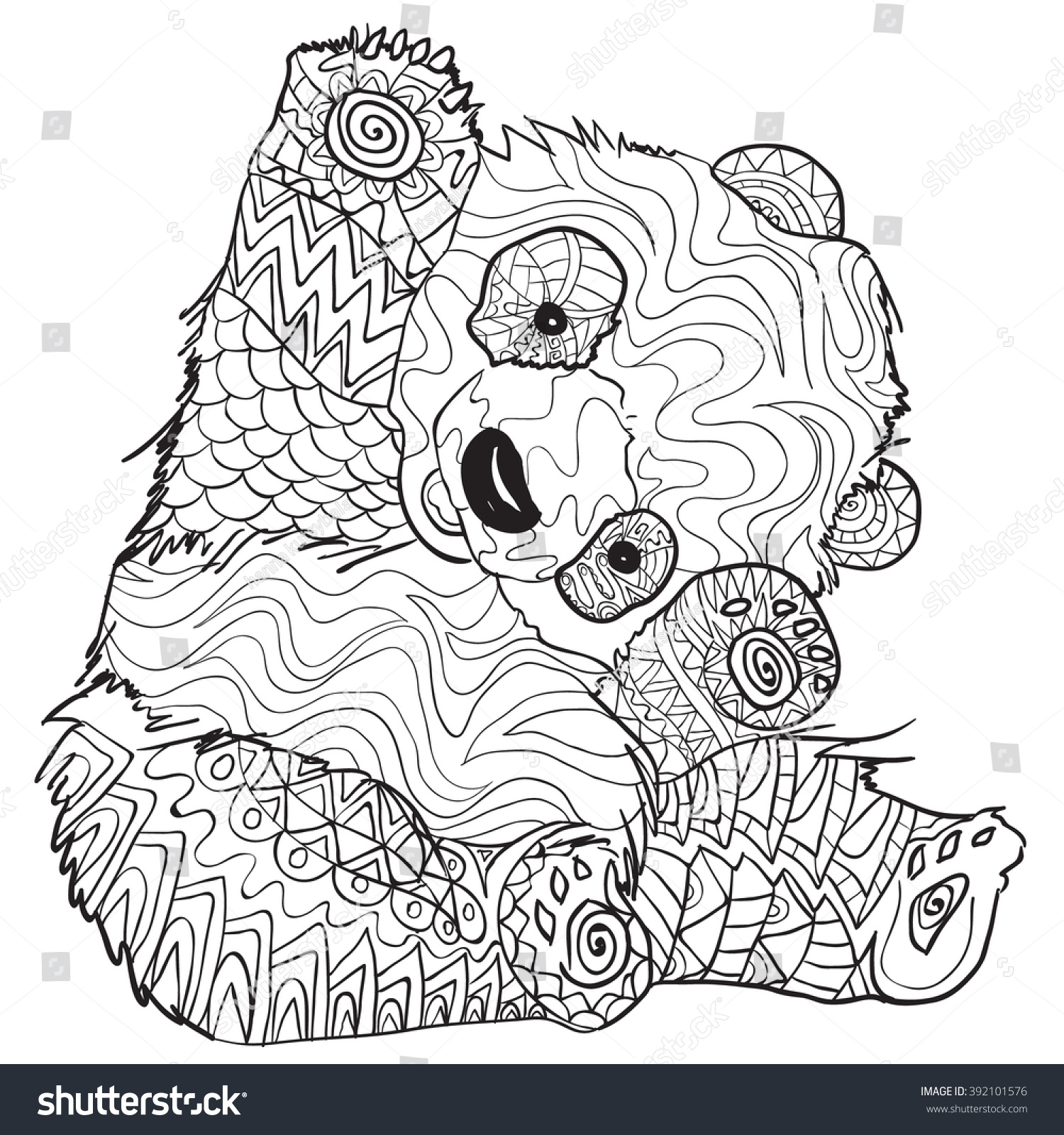 Hand drawn coloring pages panda illustration stock vector royalty free