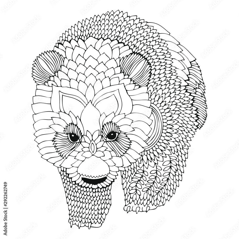 Panda bear hand drawn picture sketch for anti