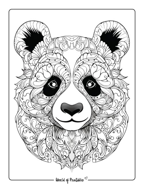 Panda coloring pages for kids adults