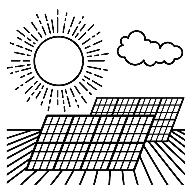 Premium vector solar power plant logo eco green energy concept vector line art illustration