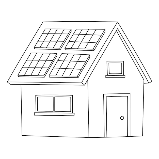 Premium vector solar panel house isolated coloring page for kids