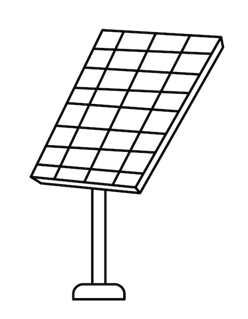 Premium vector solar black and white panel icon alternative energy source line illustration sun electricity concept earth day symbol emission reduce icon or coloring pagexa