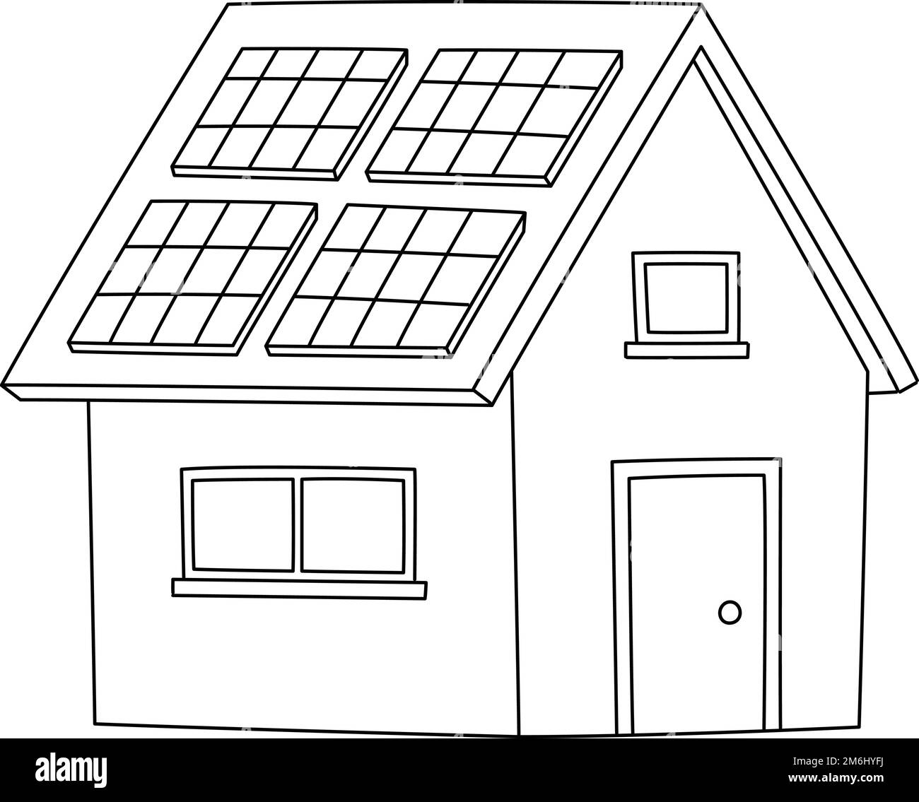 Solar panel house black and white stock photos images