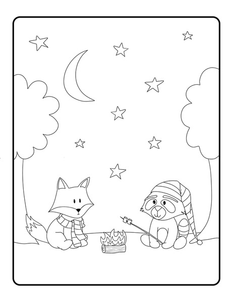 Thousand camping coloring page royalty
