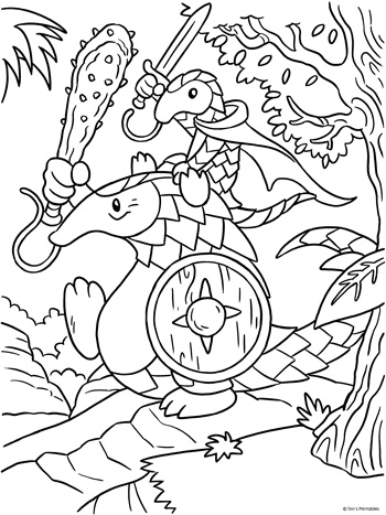 Pangolin knights coloring page â tims printables