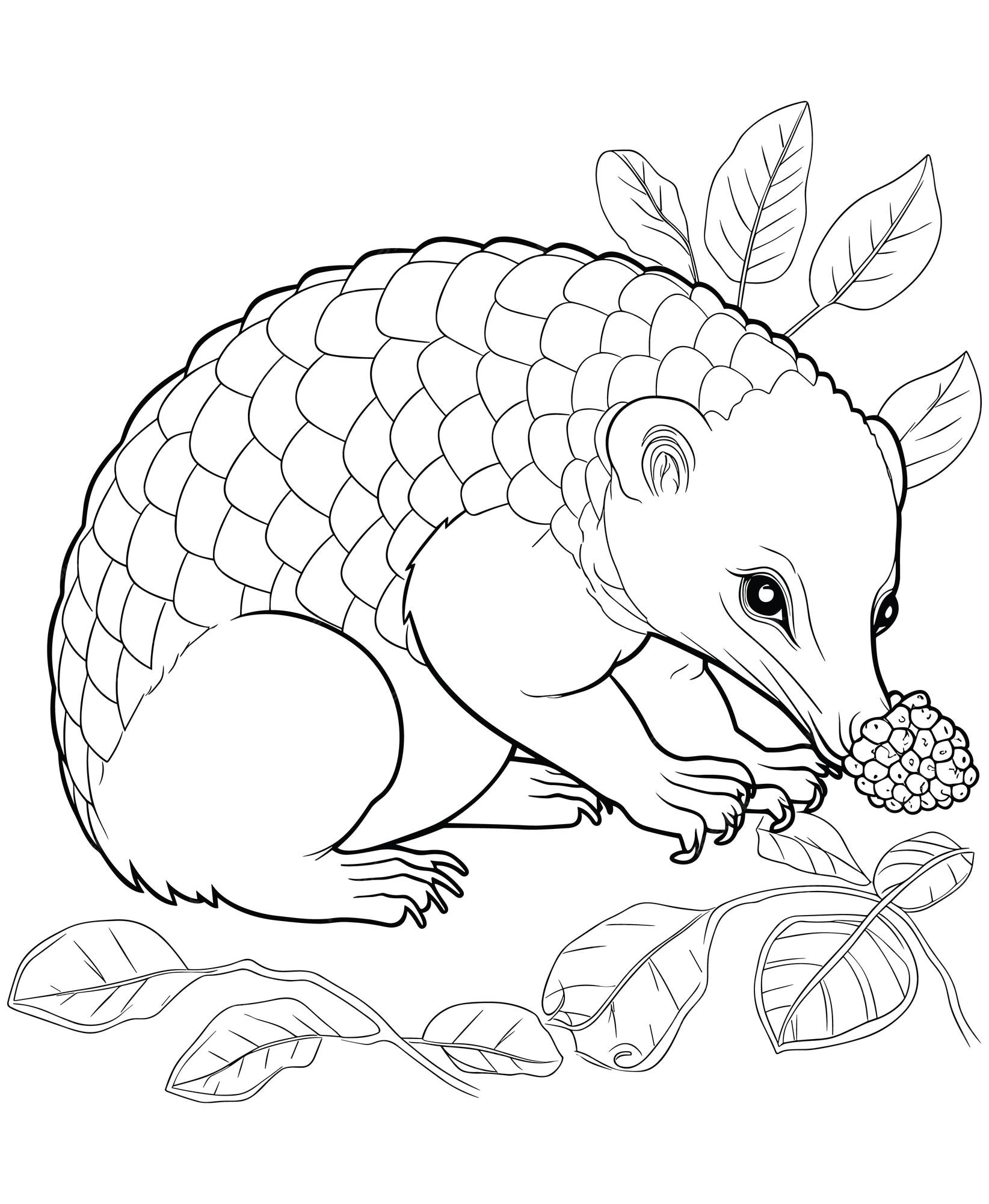 Premium vector pangolin coloring page for kids