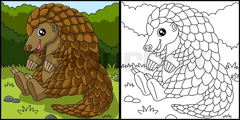 Pangolin coloring page vector illustration stock vector