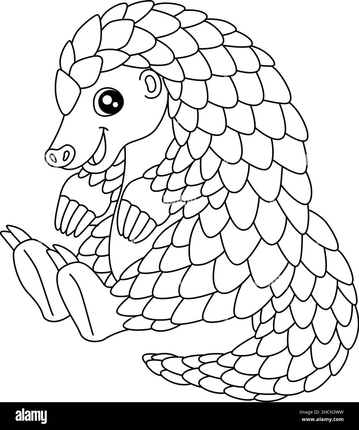 Pangolin coloring page isolated for kids stock vector image art