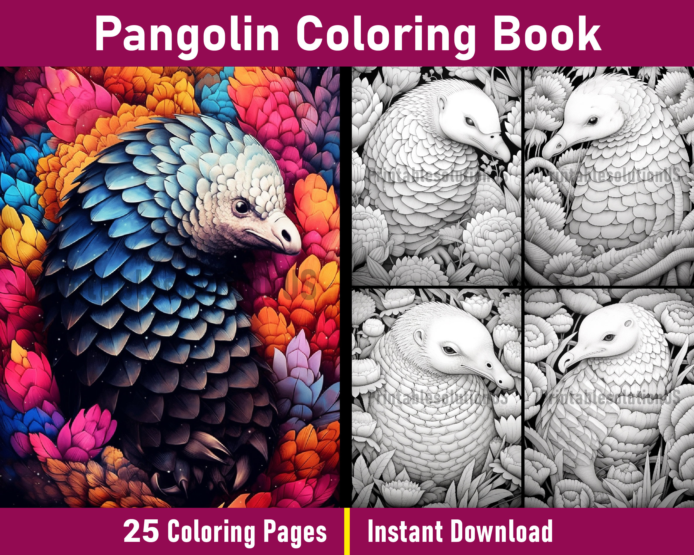 Pangolin coloring book pages vol