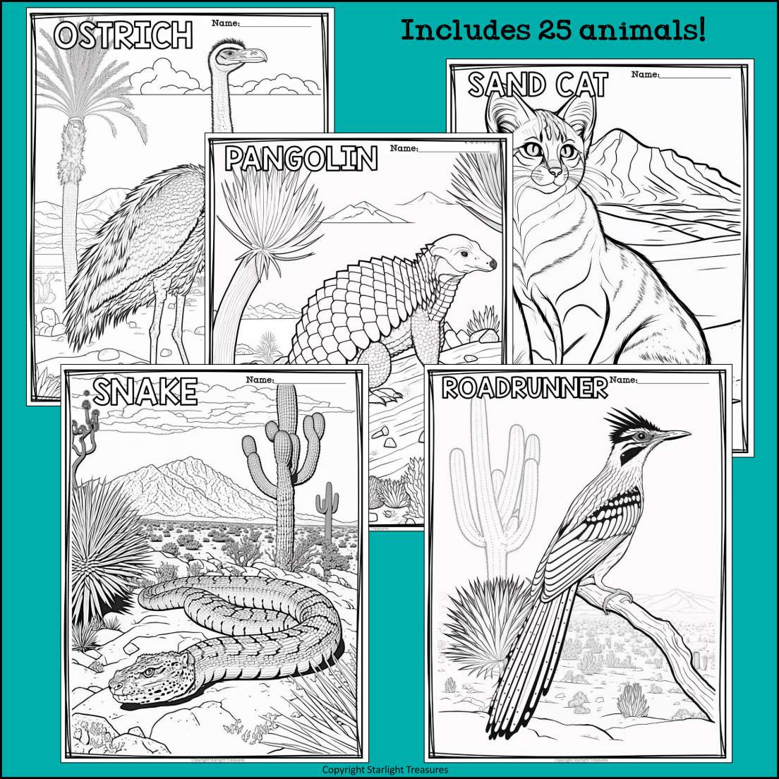 Desert animals research posters coloring pages