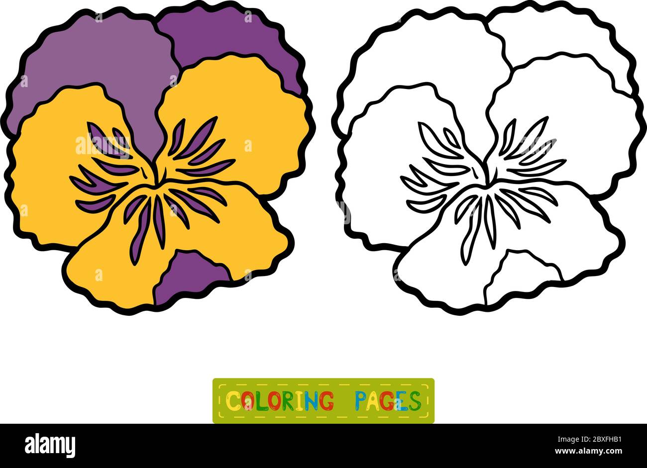 Coloring book for children flower pansy stock vector image art