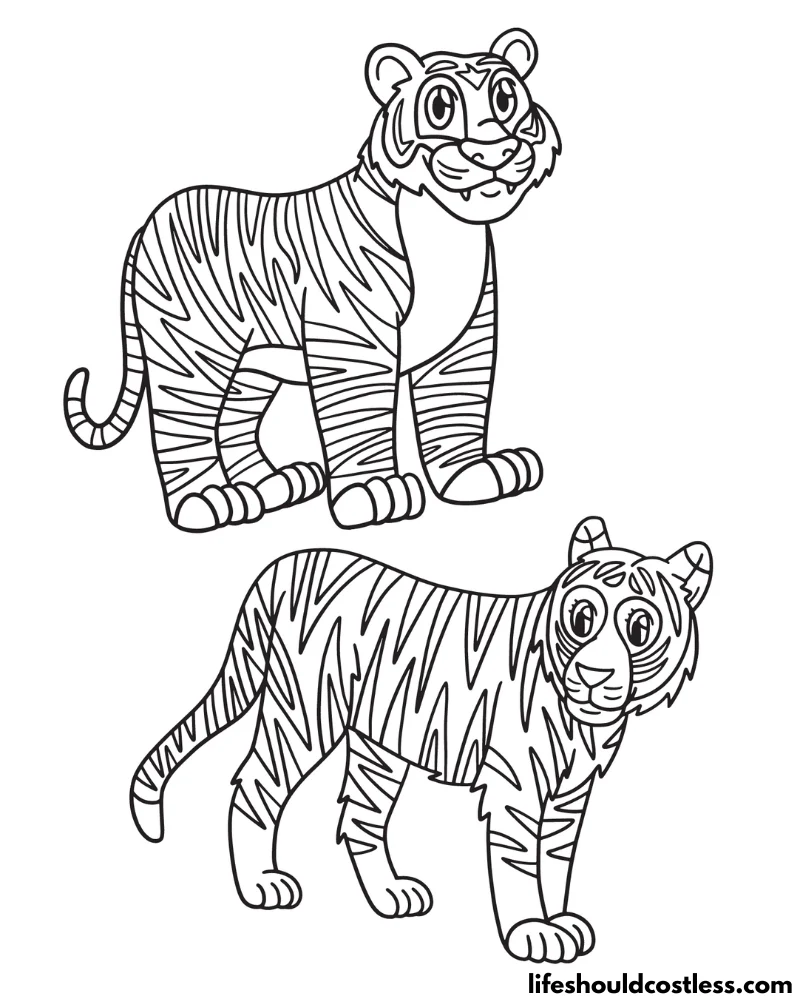 Tiger coloring pages free printable pdf templates