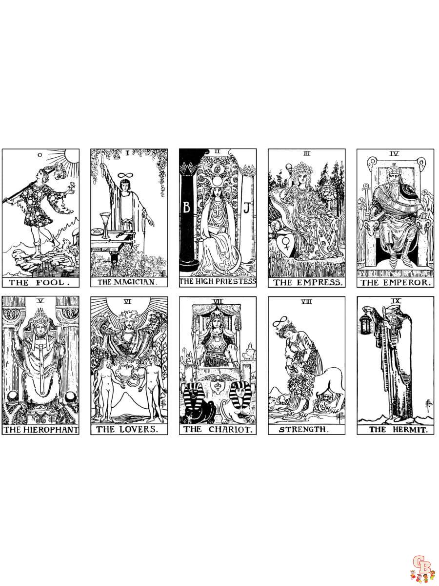 Printable tarot coloring pages free for kids and adults
