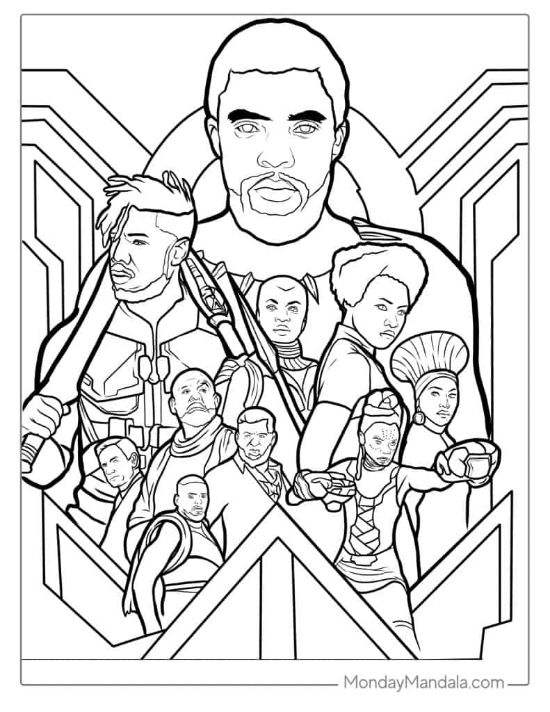 Black panther coloring pages free pdf printables