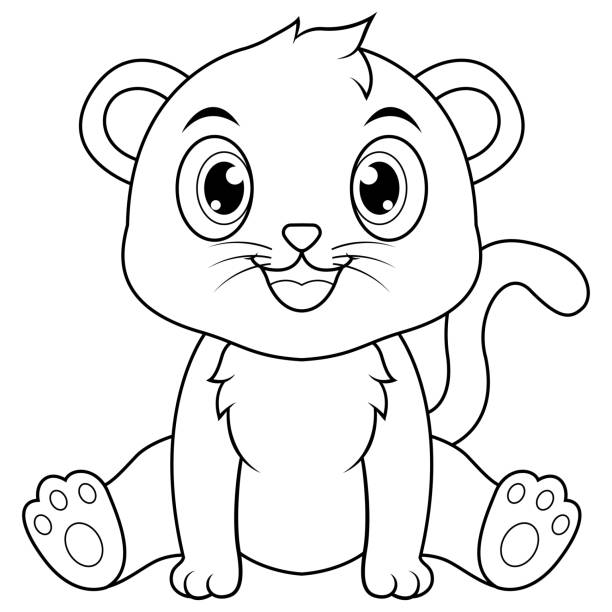 Panther cub coloring page stock illustrations royalty