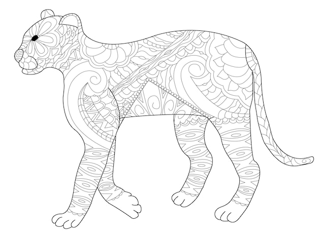 Premium vector panther coloring vector for adults
